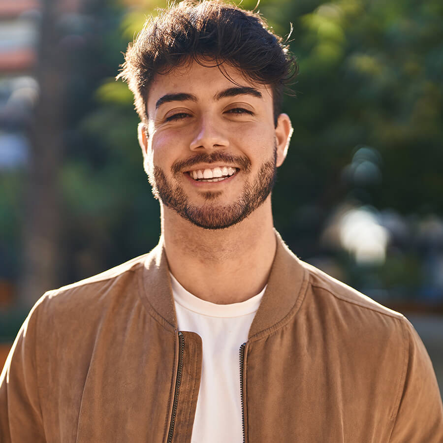Young man in a brown jacket