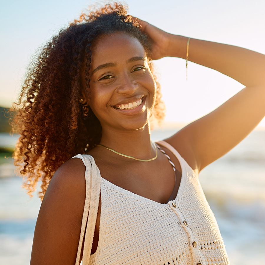 woman with curly hair